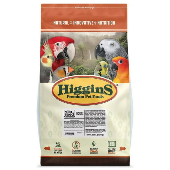 Higgins Premium Pet Foods Safflower Gold for Conures, Cockatiels & Lovebirds, 25lb