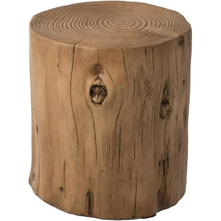 SUNBURY 15" Stump Side Table, Concrete Side Table Coffee Table Log Table, Beige Stool Prop Plant Stand Holder for Garden Household Living Room
