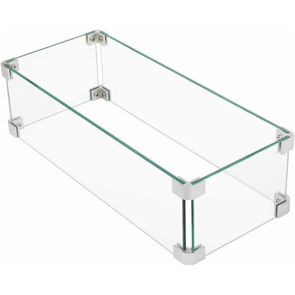 SUNBURY Glass Wind Guard Fence, 21 x 9.5 x 5.5 Inch Rectangle Fire Table Accessory Shield