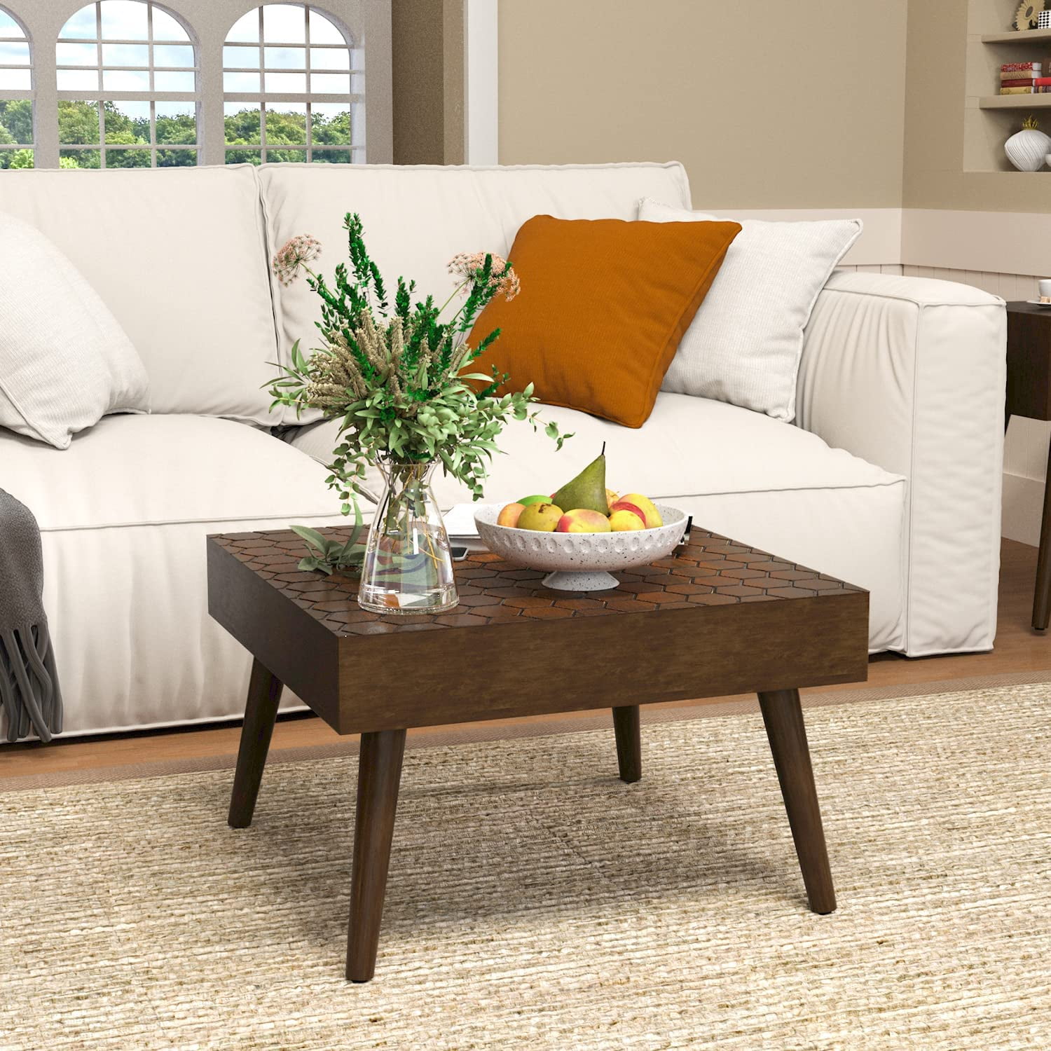 SUNBURY Morden Square,24" Wood Coffee Table for Farmhouse Living Room ...