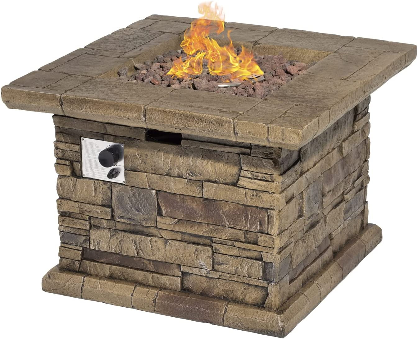 SUNBURY Outdoor Fire Pit Propane Round Fire Pit Table Fire Column
