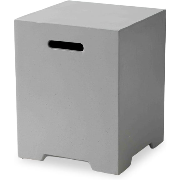 SUNBURY Propane Tank Cover Table for 20 Gallon Gas Tank, 16 inch Concrete Propane Tank Storage Box with Side Handles, Outdoor Tank Hideway Table Gas Griddle for Propane Fire Pits (Cement Grey)