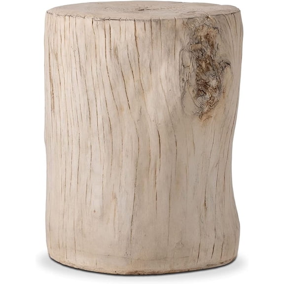 SUNBURY Stump Side Table, Concrete Side Table, Patio Faux Wooden End Table, Beige Stool Plant Stand Holder for Garden Household Living Room