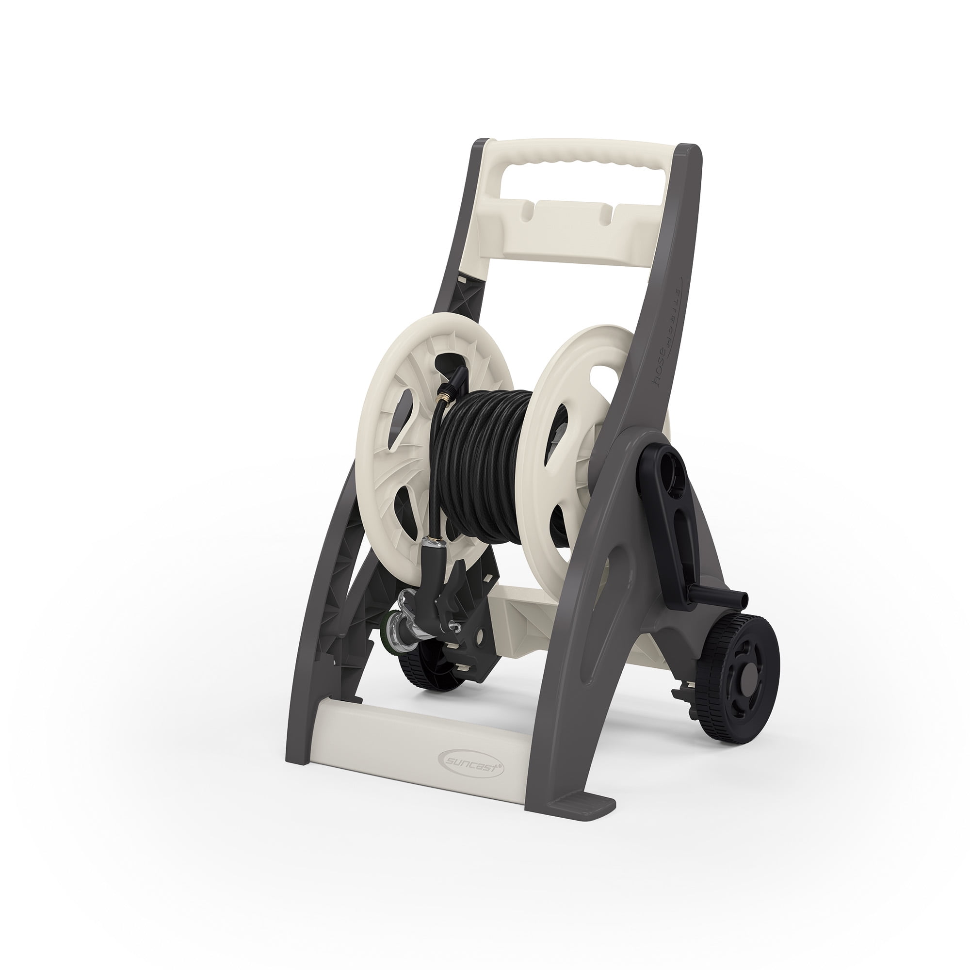 Gray and Off-White Wheeled Resin Hose Reel Cart