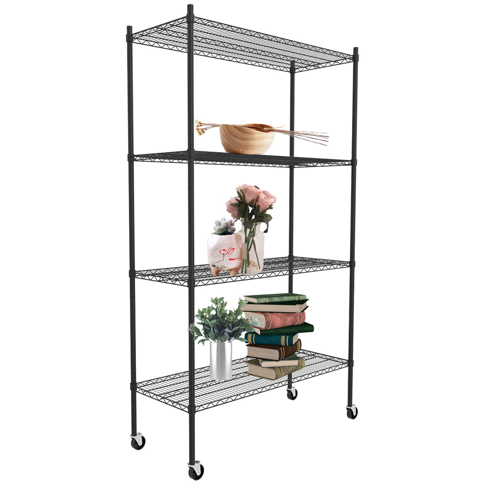 Storage Rack Stiffeners SUNCOO 4 Tier 82'' Strengthen Utility Shelves Steel Wire Shelf Unit ...