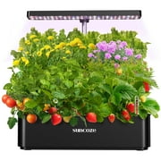SUNCOZE 12 Pods Hydroponic Growing System Indoor Herb Garden with Grow Light Germination Starter Kit Black