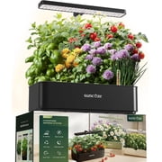 SUNCOZE 12 Pod Hydroponic Growing System, Indoor Herb Garden with 24W Powerful Output, 4L Water Tank, Black