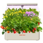 SUNCOZE 12 Pods Hydroponic Growing System Indoor Herb Garden with Grow Light Germination Starter Kit Warm Gray