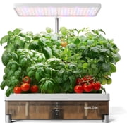 SUNCOZE 13-Pod Hydroponic Growing System, Indoor Herb Garden with 24W Full Spectrum LED Grow Light, 4L Transparent Water Tank, Adjustable Height, Smart Timer, White