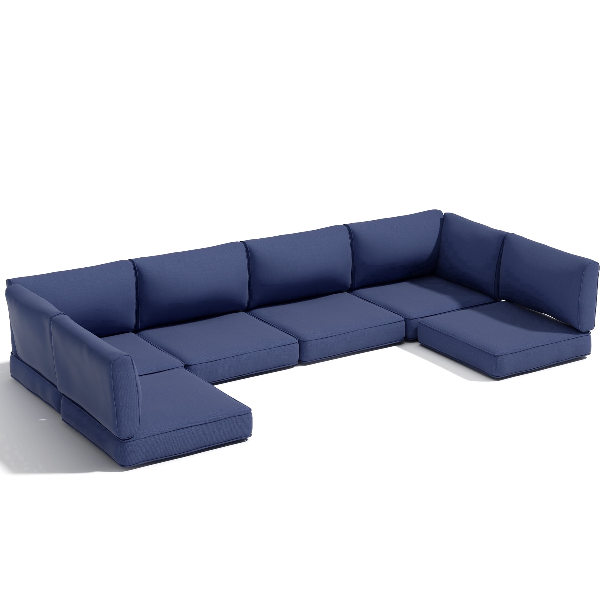 SUNCOZE 14-Piece Outdoor Patio Cushion Set for 6-Seat Sectional Sofa, 25.6 x 25.6 Inch Replacement Cushions, 4-Inch Thick, Non-Slip, Weather-Resistant, Blue
