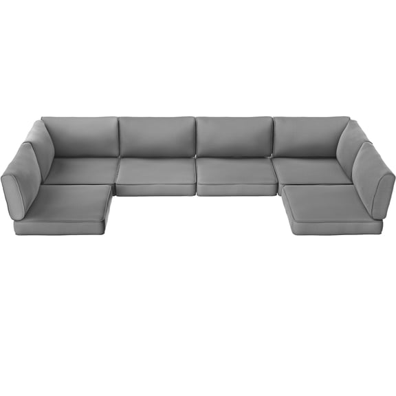 SUNCOZE 14-Piece Outdoor Patio Cushions Set for 6-Seat Sectional Sofa, 25.6" x 25.6" Replacement Couch Cushions, 4-Inch Thick Anti-Slip Garden Furniture Cushions, Grey