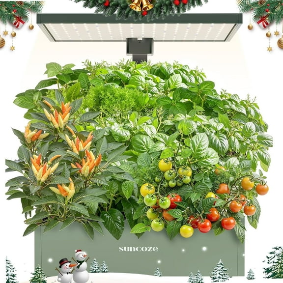 SUNCOZE Hydroponics Growing System Kit, 20 Pods Indoor Herb Garden with 10L Water Tank & Adjustable Height 25", 36W LED Grow Light, LCD Display with Veg/Flower Modes, Pump & Low Water Reminder, GREEN