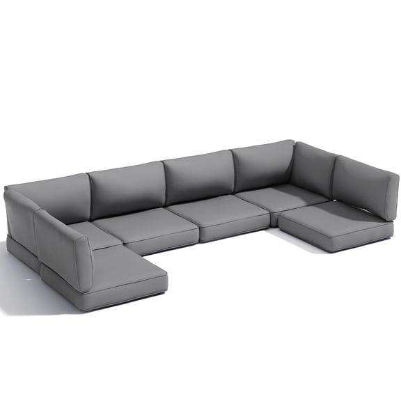 Suncoze Patio Cushion Set, 14-Piece Sectional Cushions for 6 Seats, 25.6 x 25.6 in, 4 in Thick, Grey