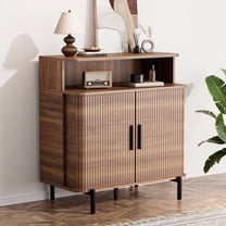 SUNCOZE Sideboard Buffet Cabinet with Sliding Doors, Modern Storage Cabinet for Dining Room, Living Room, or Kitchen, Walnut Finish