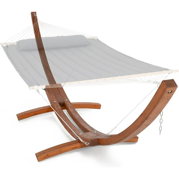 SUNCREAT 13.5 ft Wooden Double Hammock Stand with Chains and Carabiners, 475 lbs Capacity,48.8 inch (H), Yellow