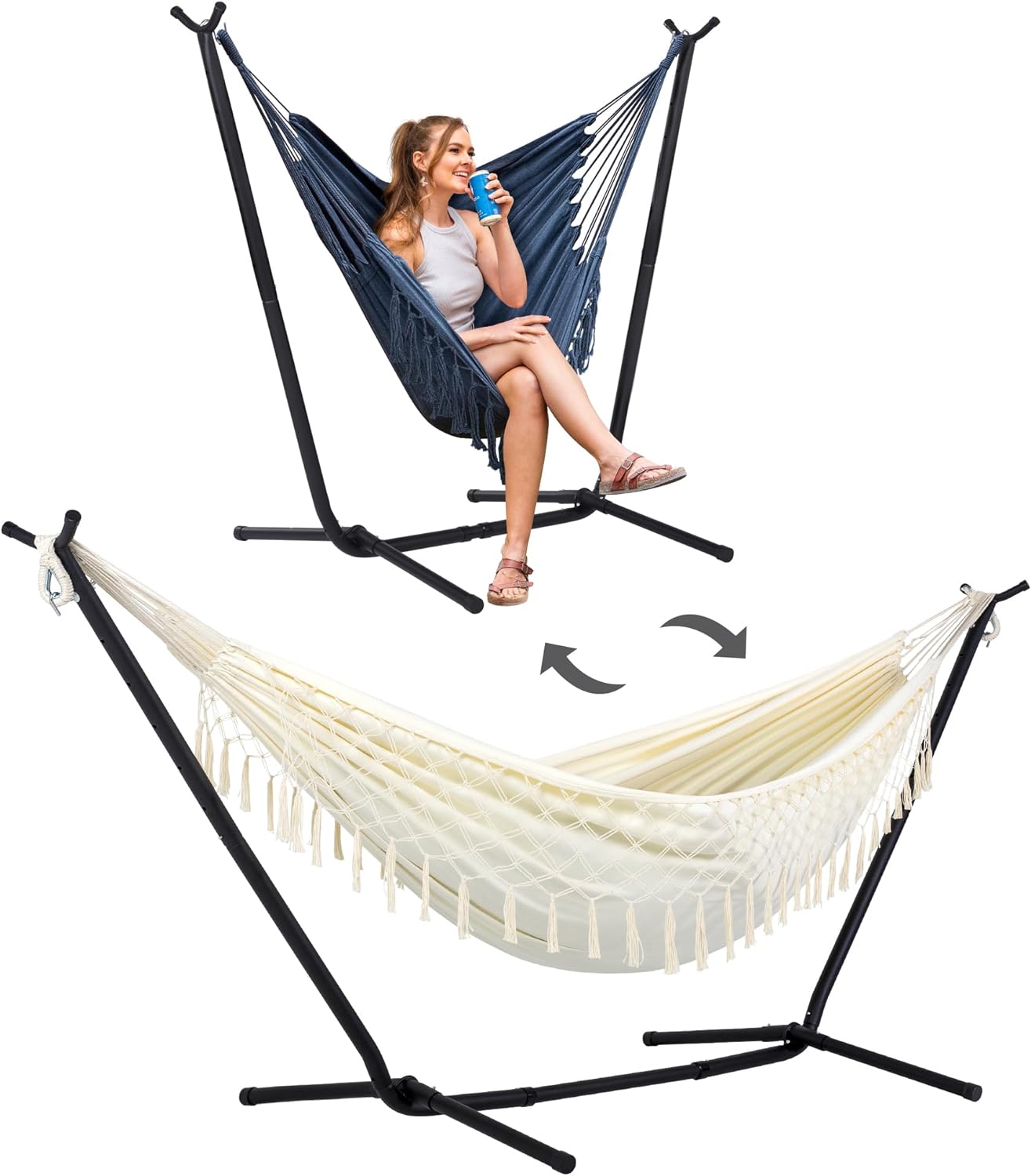 SUNCREAT 2in1 Convertible Hammock and Stand, Patio Hammock for Backyard, Patio, Garden, Patent