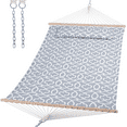 thumbnail image 1 of SUNCREAT Double Extra Large Hammock with Hardwood Spreader Bar for Indoor, Outdoor, Gray Pattern（Stand Is Not Include）, 1 of 8