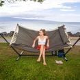 thumbnail image 1 of SUNCREAT 12 ft. Quilted Free Standing 2-Person Hammock with Stand and Detachable Pillow, Dark Gray, 1 of 8