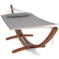 thumbnail image 1 of SUNCREAT Freestanding 2 Person Hammock with Stand, Stand Alone Hammocks for Outside, 475 lbs Capacity, Light Gray, 1 of 9