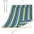 thumbnail image 1 of SUNCREAT Hammocks Outdoor Double Hammock with Hardwood Spreader Bar, Cotton Rope Hammock with Polyester Pad, Blue&Green, 1 of 7