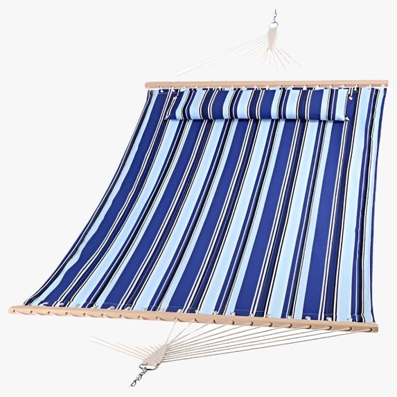 SUNCREAT Quilted Fabric Hammock, Max 475lbs Capacity, Blue Stripes(Stand Is Not Include)