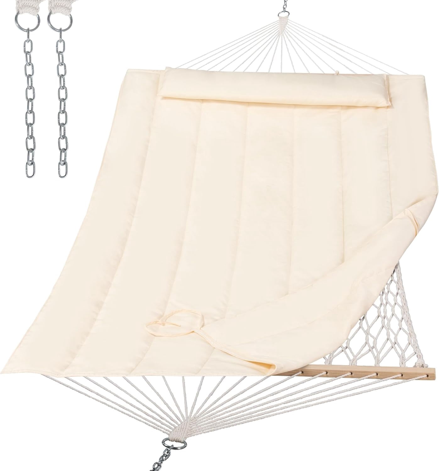 SUNCREAT Hammocks Replacement Hammock for Stand, 475 lbs Capacity, Two Person Backyard Hammock with Pad for Outside, Beige