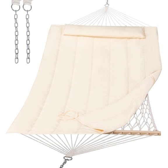 SUNCREAT Hammocks Replacement Hammock for Stand, 475 lbs Capacity, Two Person Backyard Hammock with Pad for Outside, Beige