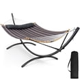 thumbnail image 1 of SUNCREAT Hammocks for Outside with Stand, Porch Hammock and Stand, 475 lbs Capacity, Patent Pending, Gray Stripes, 1 of 8