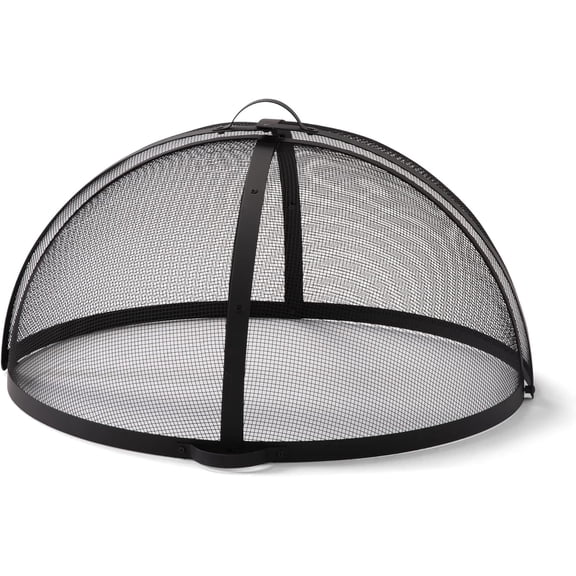 SUNCREAT Outdoor Fire Pit Spark Screen Cover Accessory, Patio Round Easy-Opening Fire Mesh Screen Guard, Heavy Duty Steel Fire Pit Ember Lid with Hinge, 32 Inch