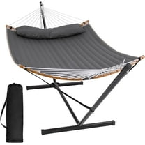 SUNCREAT Polyester Portable Hammock with Stand Included, Hammock Bed Size of 74.8" L * 55.1" W, Dark Gray