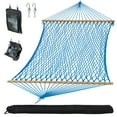 thumbnail image 1 of SUNCREAT Polyester Rope Hammock , 450 lbs Capacity, Two Person Hammock with Tree Hooks, Blue, 1 of 7