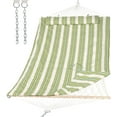 thumbnail image 1 of SUNCREAT Portable 2 Person Hammock with Hardwood Spreader Bar, Cotton Rope Outdoor Hammock with Polyester Pad, Green&Beige, 1 of 8