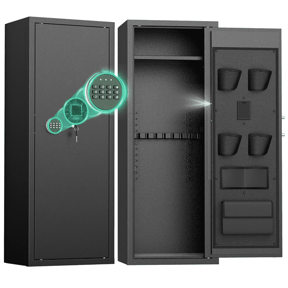 SUNCROWN 10-12 Gun Safe for Rifles and Pistols,Quick Access Rifle Gun Safe with Password Lock, Gun Cabinet with Shelves for Home,Office(Assembly Required)