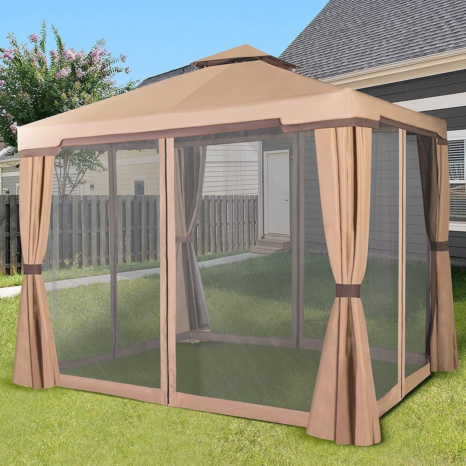 SUNCROWN 10' x 10' Outdoor Patio Canopy Gazebo with Mosquito Netting