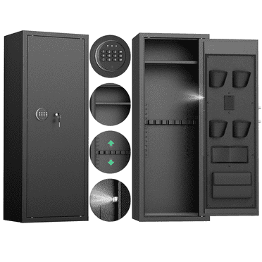 SUNCROWN 12-15 Gun Safe for Rifles and Pistols,Quick Access Rifle Gun Safe with Keyboard Lock, Gun Cabinets for Rifles and Shotguns with Pocket and Rifle Rack for Home