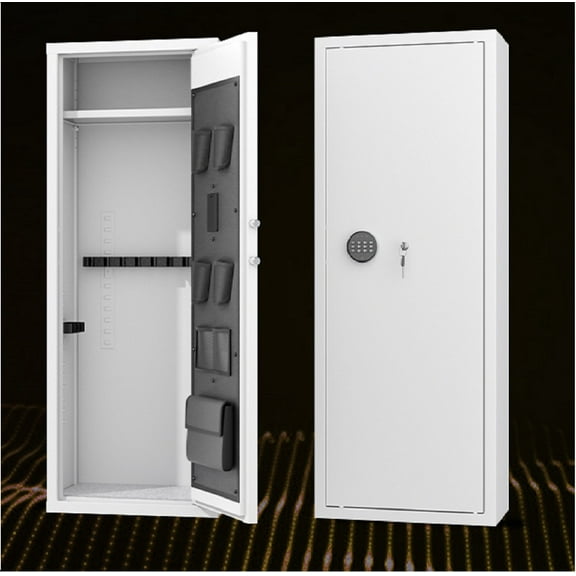 SUNCROWN 12-15 Gun Safe for Rifles and Pistols,Quick Access Rifle Gun Safe with Keyboard Lock, Gun Cabinets for Rifles and Shotguns with Pocket and Rifle Rack for Home（White）