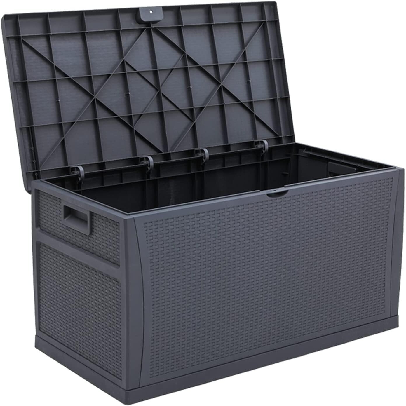SUNCROWN 120 Gallon Outdoor Wicker Storage Deck Box Resin Container