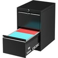 SUNCROWN 2 Drawer File with Lock, Black,Metal Filing