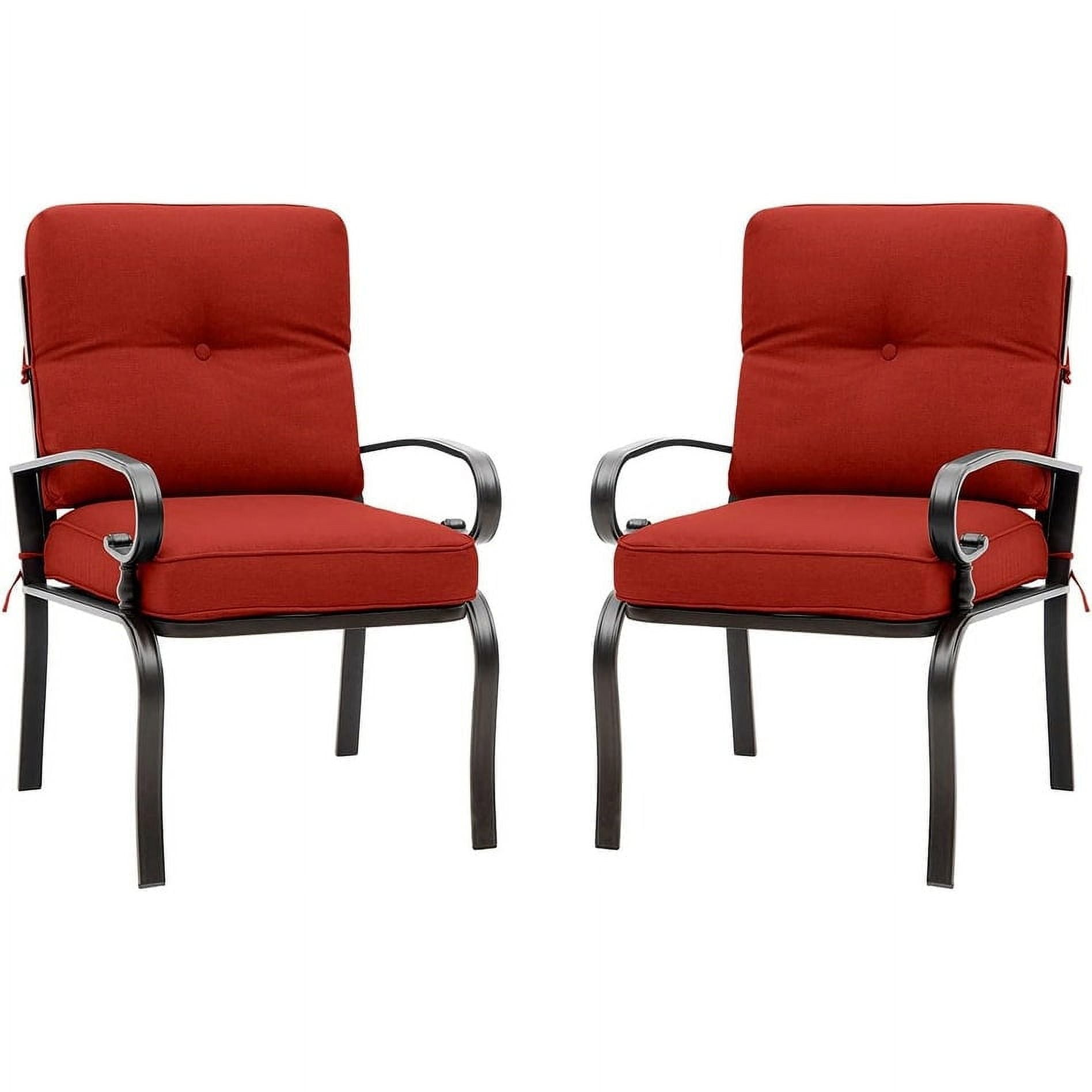 Suncrown Red Cushioned Outdoor Patio Dining Chairs, 2-Piece Set