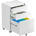 thumbnail image 1 of SUNCROWN 3 Drawer File Cabinet, Metal Filing Cabinets for Home Office with Lock Wheels, Small Mobile File Cabinets for A4/Legal/Letter File, Printer Stand, Under Desk Mobile File Cabinet(White), 1 of 7