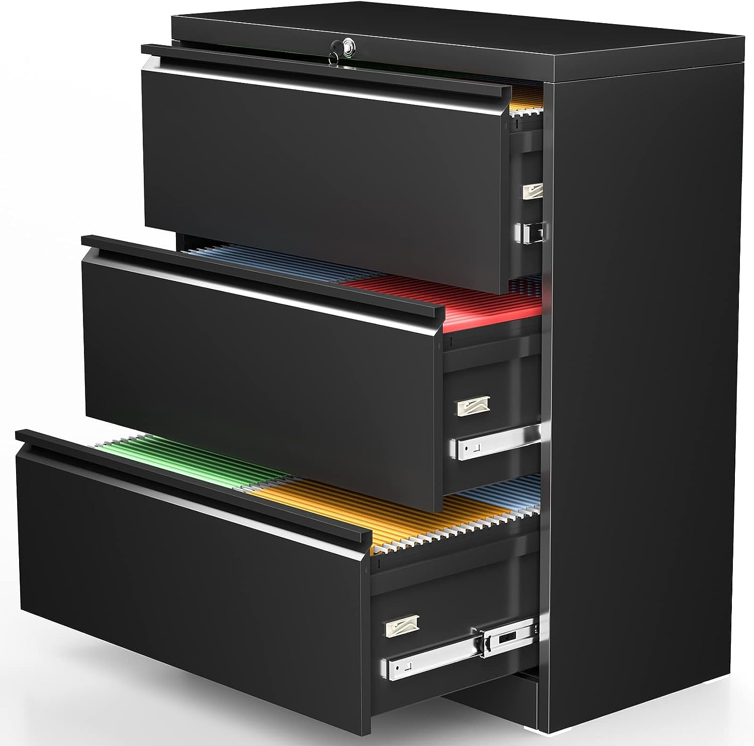 SUNCROWN 3 Drawer Lateral Metal File with Lock for Legal/Letter