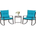 thumbnail image 1 of SUNCROWN 3 Piece Outdoor Rocking Bistro Set Black Wicker Furniture Porch Chairs Conversation Sets with Glass Coffee Table, Light Blue, 1 of 8