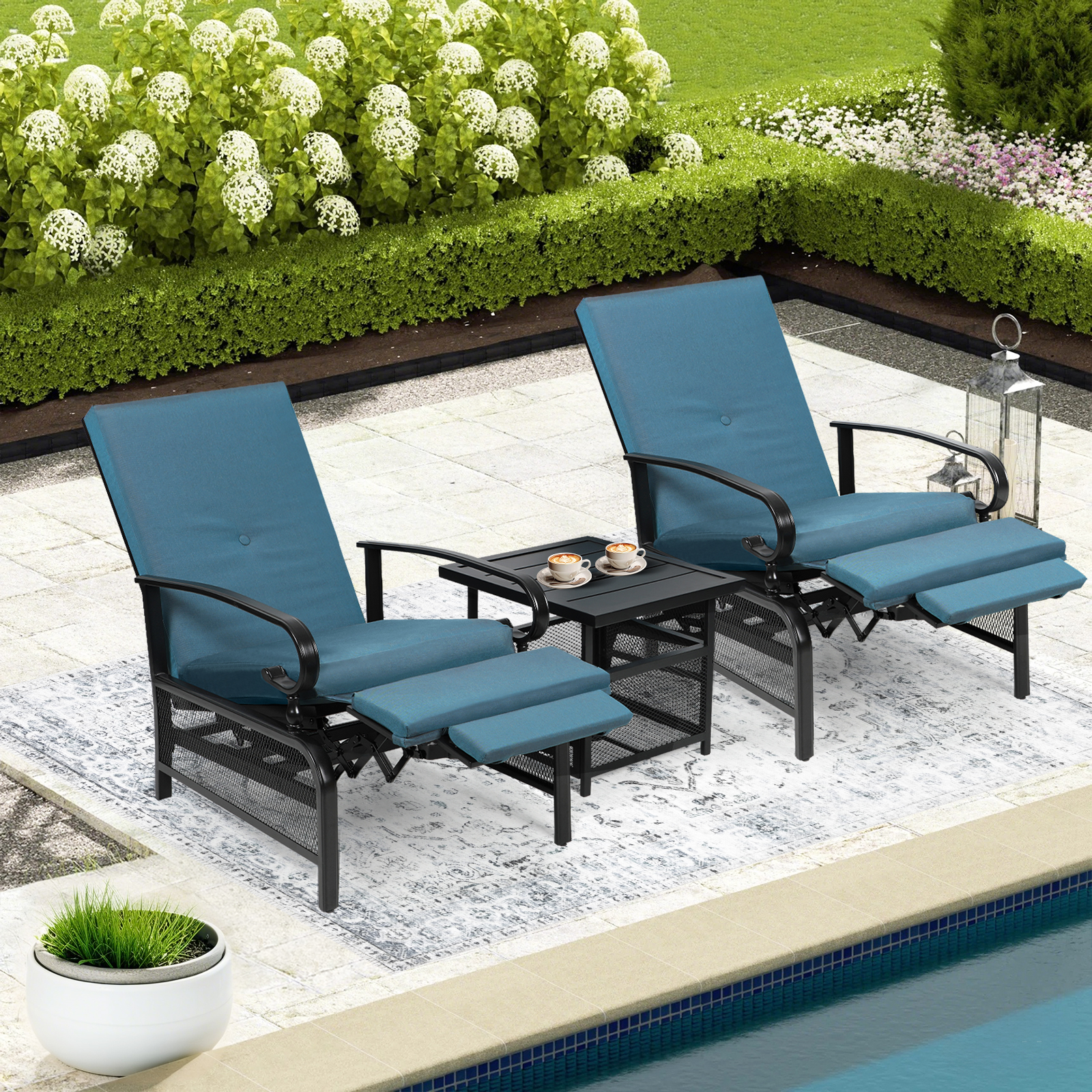 reclining metal patio chairs