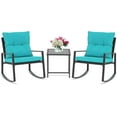 thumbnail image 1 of SUNCROWN 3 Pieces Outdoor Rocking Chair Set Patio Wicker Rattan Bistro Set Conversation Furniture with Cushions and Glass Coffee Table(Light Blue), 1 of 13
