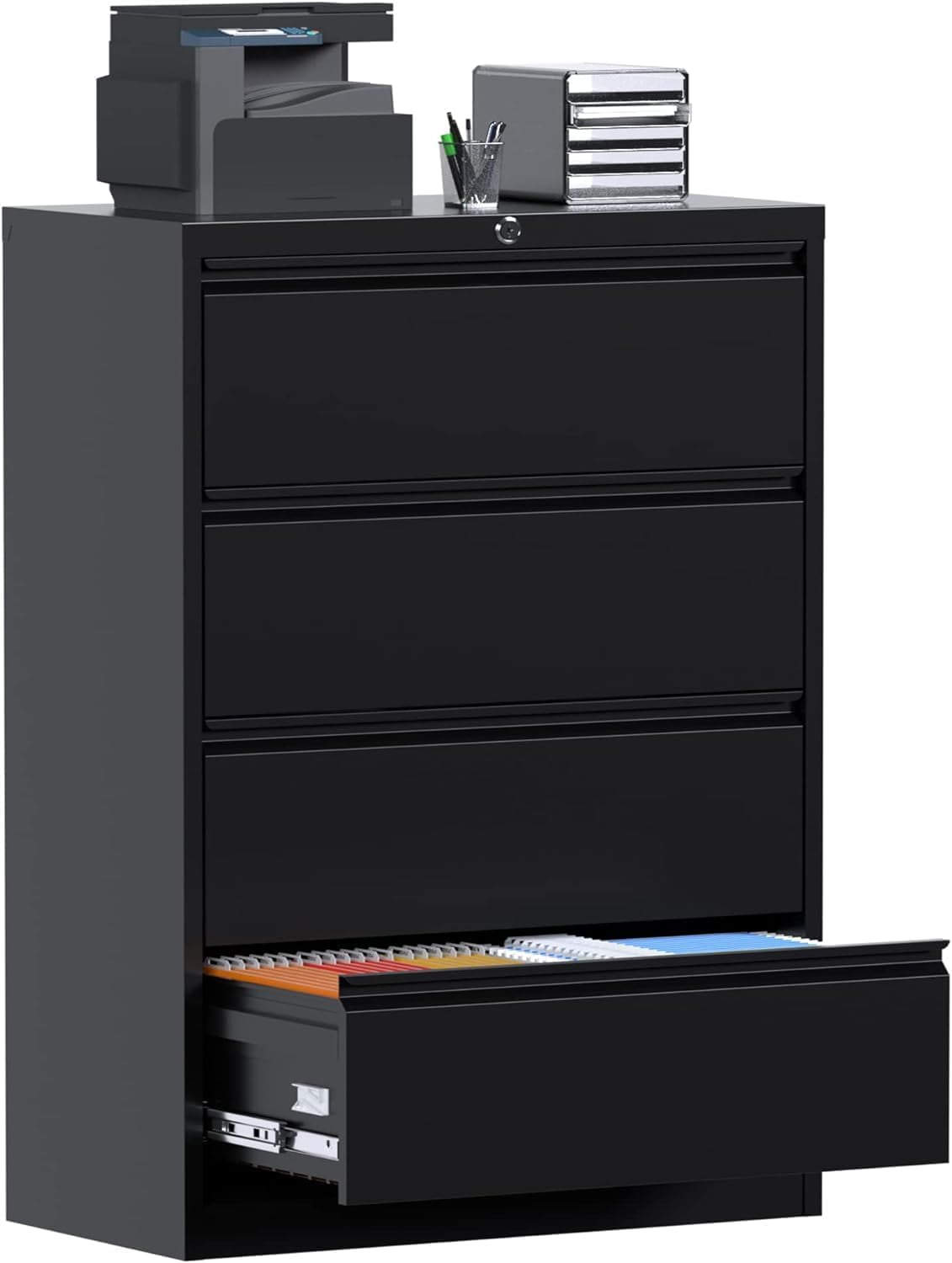 SUNCROWN 4 Drawer Lateral Metal File Storage with Lock for