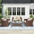 thumbnail image 1 of SUNCROWN 4 Piece Outdoor Patio Sectional Set  ,Rattan Wicker Furniture Conversation Set (Brown), 1 of 6
