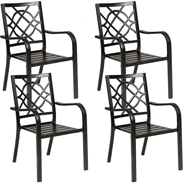 SUNCROWN 4Piece Stackable Wrought Iron Outdoor Dining Chair Set