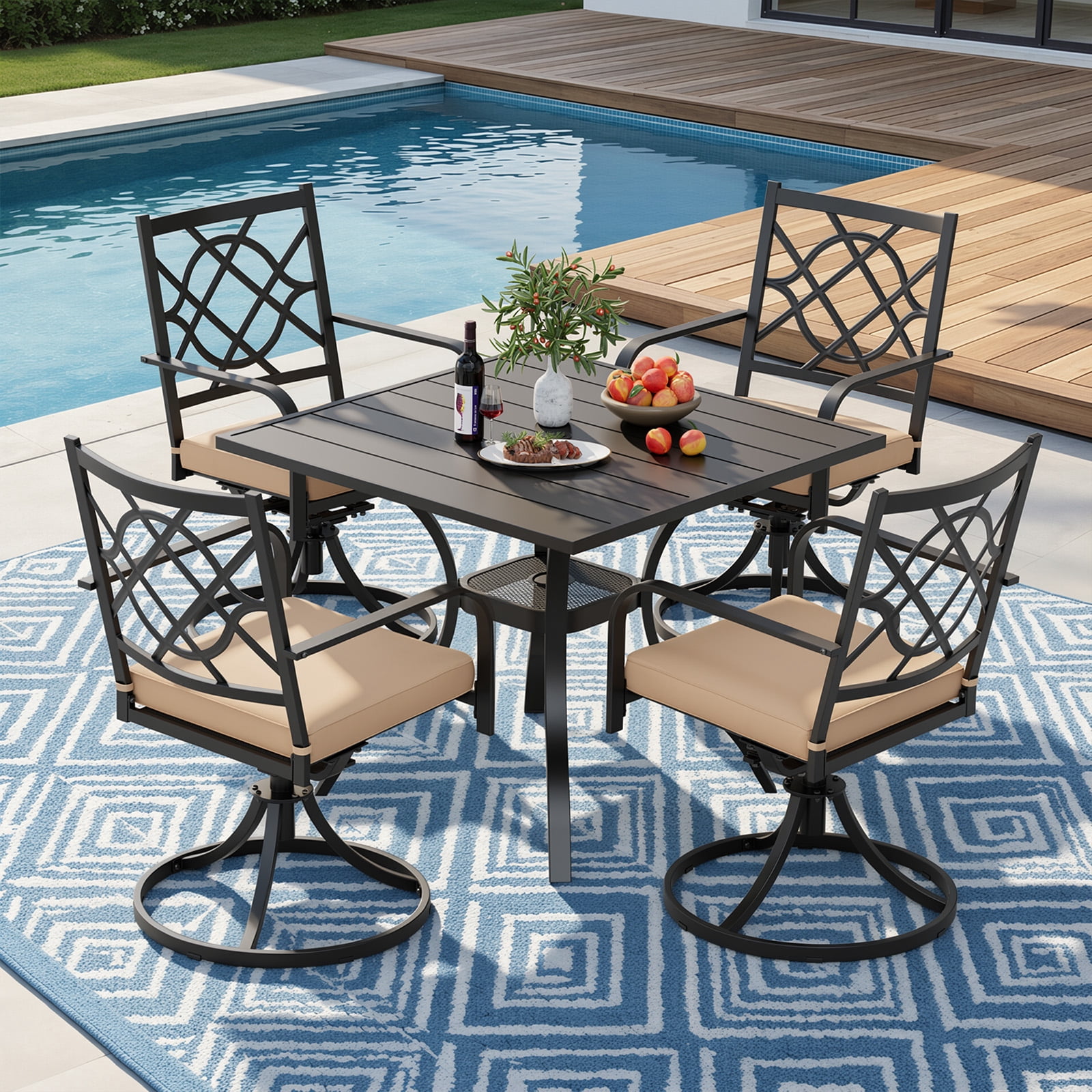 SUNCROWN 5Piece Outdoor Dining Set Metal Swivel Cushioned Chairs Patio — free download