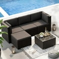 thumbnail image 1 of SUNCROWN 5-Piece Outdoor Patio Sectional Furniture Set, Wicker Modular Conversation Sofa with Coffee Table, Ottoman, and Dark Gray Cushions, All-Weather Rattan Sectional for Backyard, Garden,Grey, 1 of 7