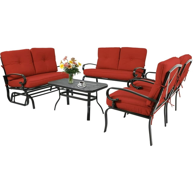 SUNCROWN 5Piece Outdoor Patio Furniture Set, Easy Setup, Metal